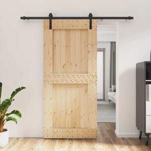 Drzwi przesuwne Naturalny i czarny 95 x 210 cm