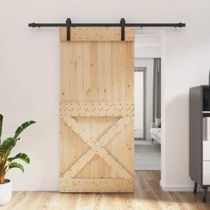 Drzwi przesuwne Naturalny i czarny 95 x 210 cm