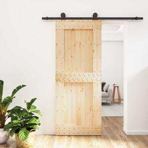 Drzwi przesuwne Naturalny i czarny 85 x 210 cm