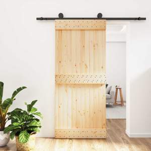 Drzwi przesuwne 90 x 210 cm Lite Drewno Sosnowe (Nieobrobione)
