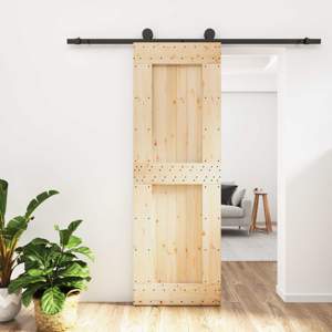 Drzwi przesuwne 70 x 210 cm Lite Drewno Sosnowe (Nieobrobione)