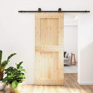Drzwi przesuwne Naturalny i czarny 85 x 210 cm