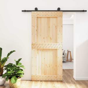 Drzwi przesuwne 95 x 210 cm Lite Drewno Sosnowe (Nieobrobione)