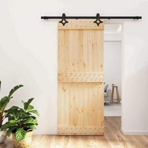 Drzwi przesuwne 85 x 210 cm Lite Drewno Sosnowe (Nieobrobione)