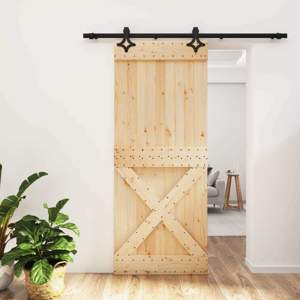 Drzwi przesuwne 85 x 210 cm Lite Drewno Sosnowe (Nieobrobione)