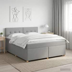 Łóżko kontynentalne z materacem jasnoszary 180 x 200 cm tkanina