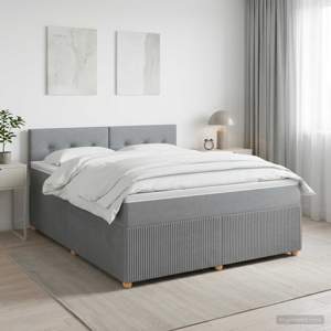 Łóżko kontynentalne z materacem jasnoszary 140 x 190 cm tkanina
