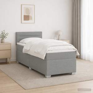 Łóżko Box Spring z materacem i LED jasnoszary 80 x 200 cm