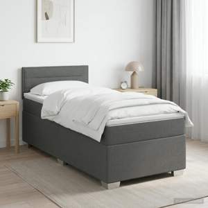 Łóżko Box Spring z materacem i LED ciemnoszary 80 x 200 cm