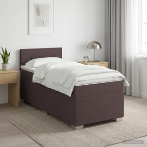 Łóżko Box Spring z materacem i LED Ciemny brąz 80 x 200 cm