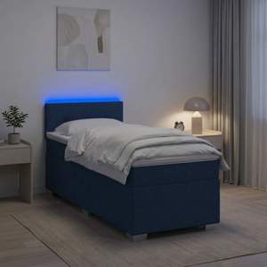 Łóżko Box Spring z materacem i LED niebieski 90 x 190 cm
