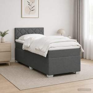 Łóżko Box Spring z materacem i LED ciemnoszary 90 x 190 cm