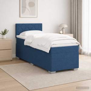 Łóżko Box Spring z materacem i LED niebieski 90 x 190 cm