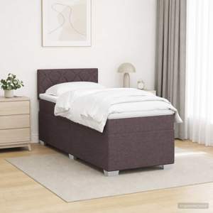 Łóżko Box Spring z materacem i LED Ciemny brąz 90 x 200 cm