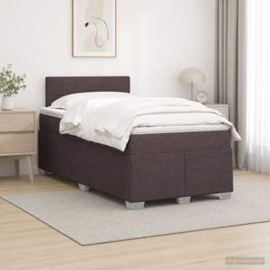 Łóżko Box Spring z materacem i LED Ciemny brąz 120 x 190 cm