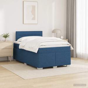 Łóżko Box Spring z materacem i LED niebieski 120 x 200 cm