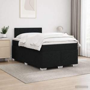 Łóżko Box Spring z materacem i LED Czarny 120 x 200 cm tkanina