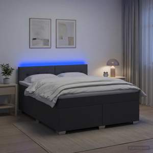 Łóżko Box Spring z materacem i LED ciemnoszary 140 x 190 cm