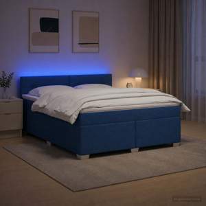 Łóżko Box Spring z materacem i LED niebieski 140 x 190 cm