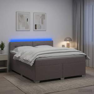 Łóżko Box Spring z materacem i LED Ciemnoszary 140 x 200 cm
