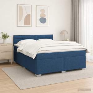 Łóżko Box Spring z materacem i LED niebieski 180 x 200 cm