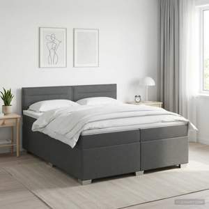 Łóżko Box Spring z materacem i LED ciemnoszary 200 x 200 cm
