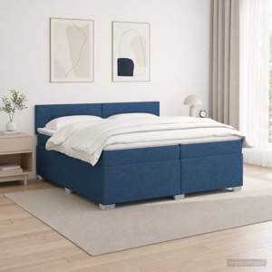 Łóżko Box Spring z materacem i LED niebieski 200 x 200 cm
