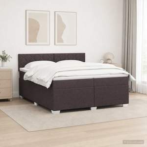Łóżko Box Spring z materacem i LED Ciemny brąz 200 x 200 cm