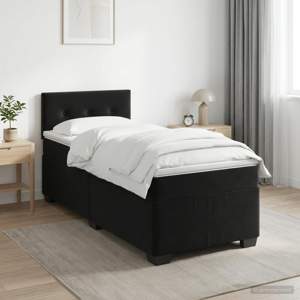 Łóżko Box Spring z materacem i LED Czarny 80 x 200 cm Welur