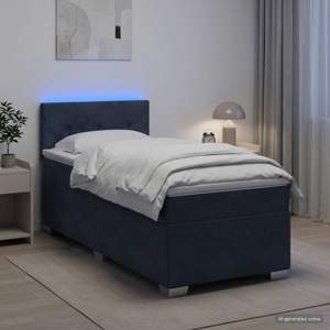 Łóżko Box Spring z materacem i LED ciemnoszary 90 x 190 cm