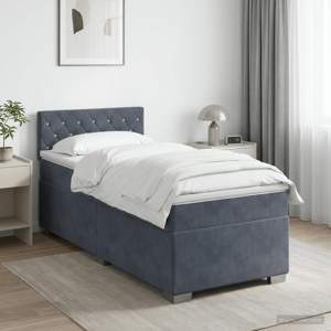Łóżko Box Spring z materacem i LED ciemnoszary 100 x 200 cm