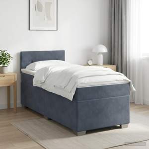Łóżko Box Spring z materacem i LED ciemnoszary 100 x 200 cm