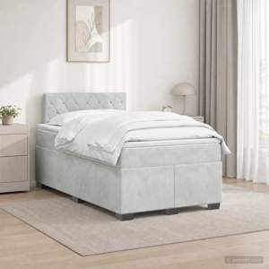 Łóżko Box Spring z materacem i LED jasnoszary 120 x 190 cm