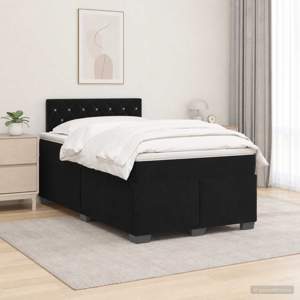 Łóżko Box Spring z materacem i LED Czarny 120 x 190 cm Welur