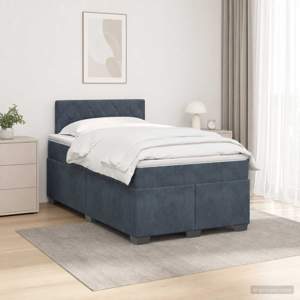 Łóżko Box Spring z materacem i LED ciemnoszary 120 x 200 cm