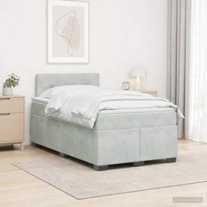 Łóżko Box Spring z materacem i LED jasnoszary 120 x 200 cm