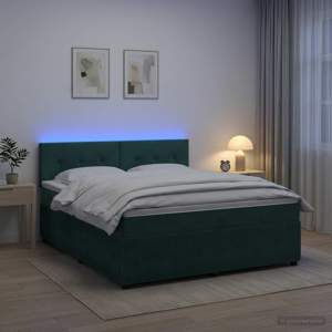 Łóżko kontynentalne z materacem Ciemnozielony 140 x 190 cm