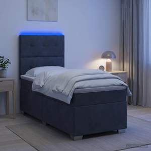 Łóżko Box Spring z materacem i LED ciemnoszary 90 x 190 cm