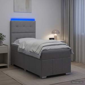 Łóżko z box spring LED z materacem jasnoszary 90 x 200 cm