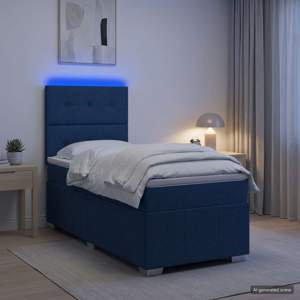 Łóżko z box spring LED z materacem niebieski 100 x 200 cm