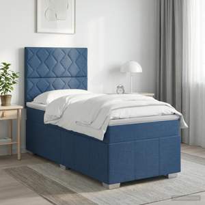 Łóżko z box spring LED z materacem niebieski 100 x 200 cm