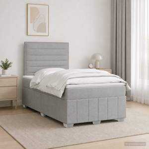 Łóżko z box spring LED z materacem jasnoszary 120 x 200 cm