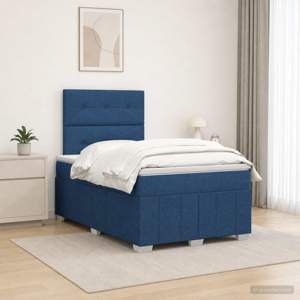 Łóżko z box spring LED z materacem niebieski 120 x 200 cm