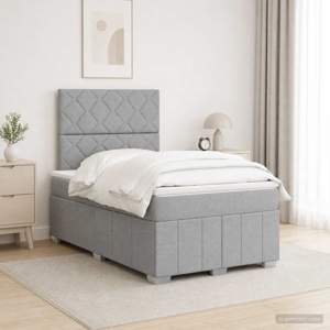 Łóżko z box spring LED z materacem jasnoszary 120 x 200 cm