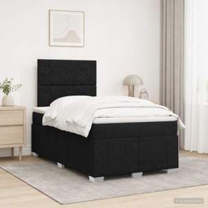 Łóżko z box spring LED z materacem Czarny 120 x 200 cm tkanina