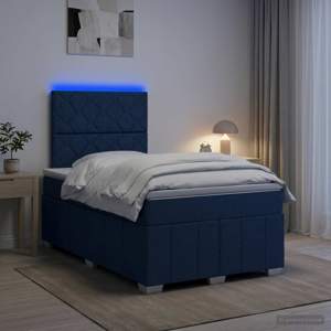 Łóżko z box spring LED z materacem niebieski 120 x 200 cm