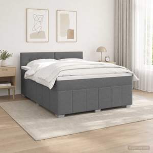 Łóżko z box spring LED z materacem ciemnoszary 140 x 190 cm