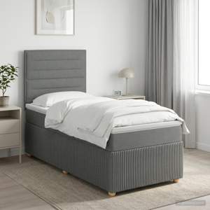 Łóżko z box spring LED z materacem ciemnoszary 80 x 200 cm