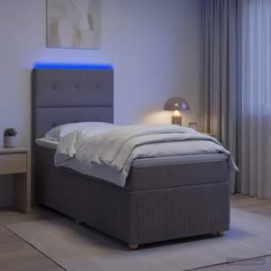 Łóżko z box spring LED z materacem Ciemnoszary 80 x 200 cm