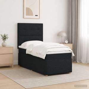 Łóżko z box spring LED z materacem Czarny 90 x 190 cm tkanina
